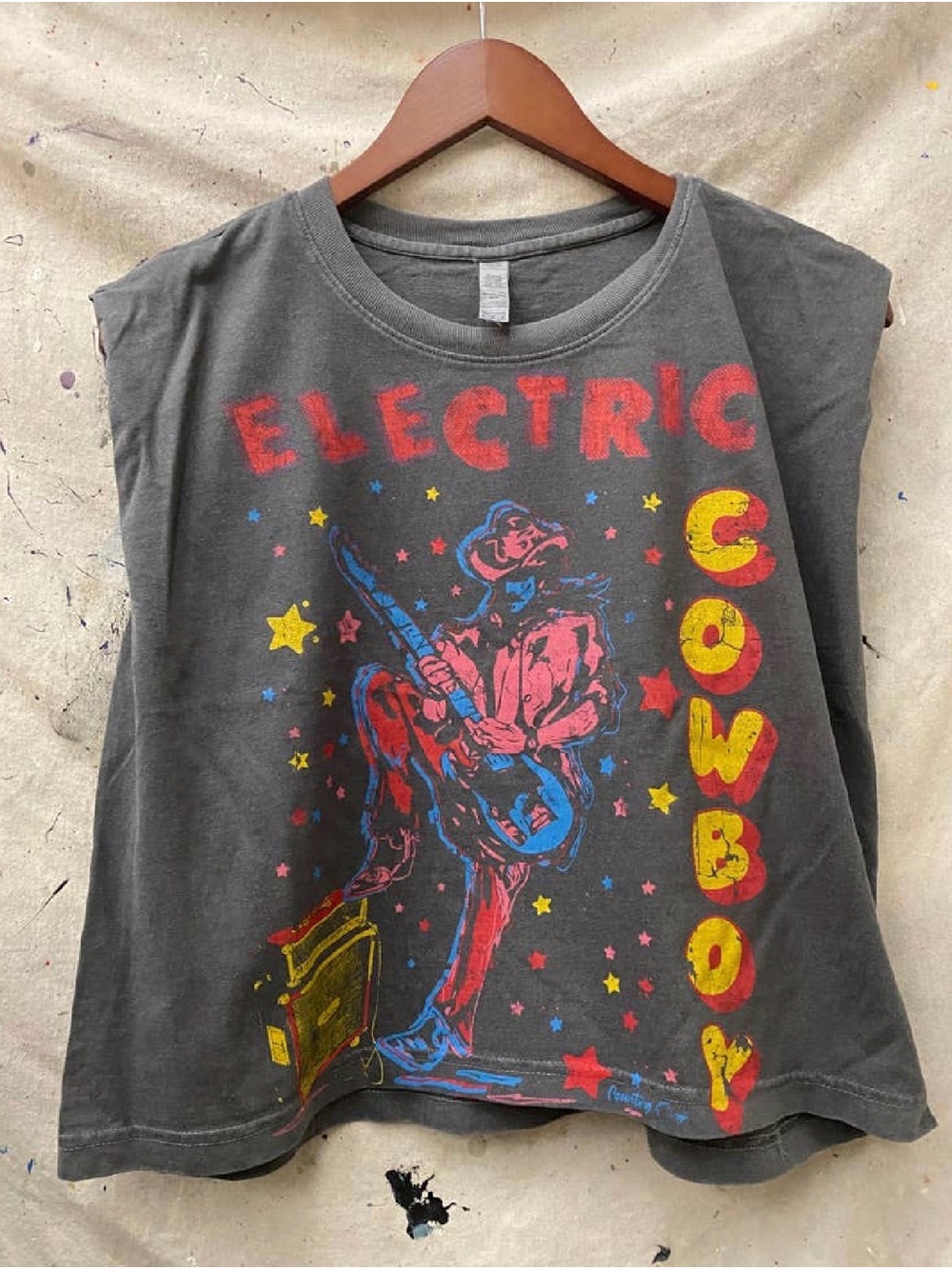 Electric Cowboy Graphic Kids Tank Top - Charcoal